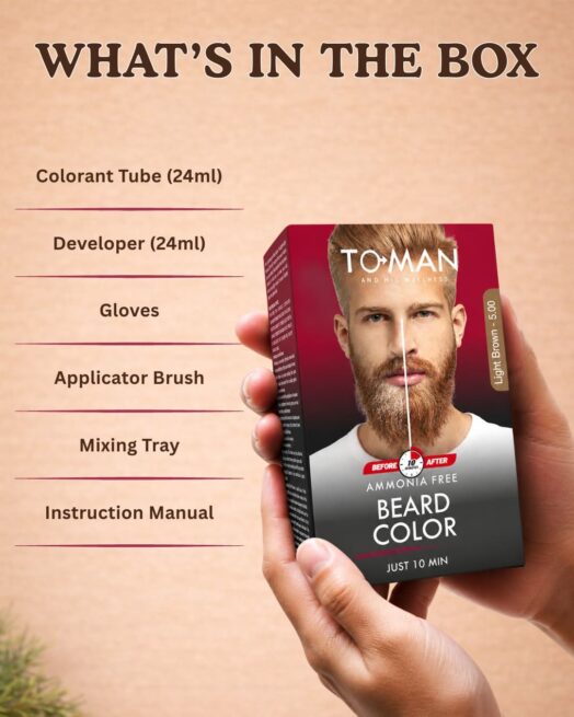 To-Man Light Brown Beard Color for Men – Ammonia-Free | Natural Ingredients